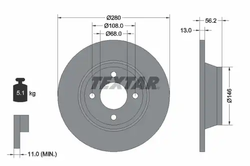 спирачен диск TEXTAR 92060400