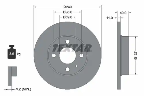 спирачен диск TEXTAR 92061103