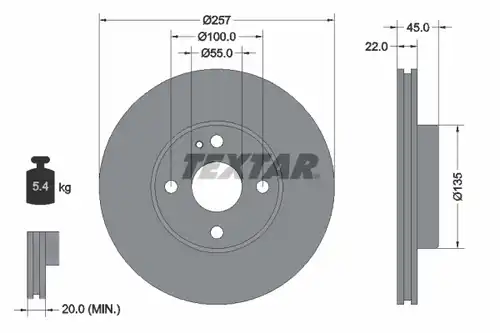 спирачен диск TEXTAR 92061600