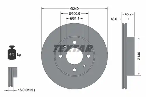 спирачен диск TEXTAR 92063200