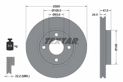 спирачен диск TEXTAR 92063500