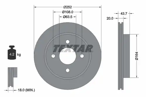 спирачен диск TEXTAR 92063600