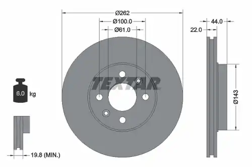 спирачен диск TEXTAR 92064800