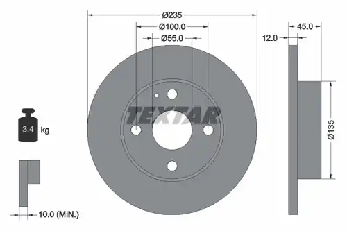 спирачен диск TEXTAR 92066600