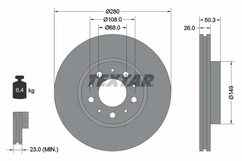 спирачен диск TEXTAR 92066703