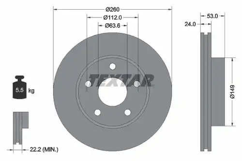 спирачен диск TEXTAR 92067700