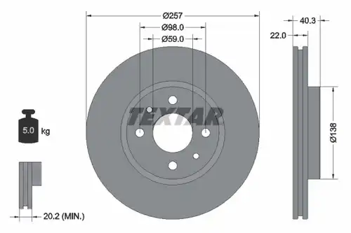 спирачен диск TEXTAR 92069603