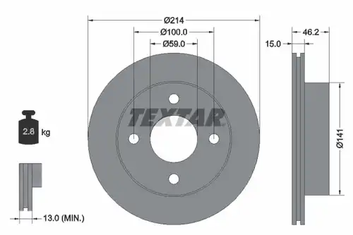 спирачен диск TEXTAR 92069800