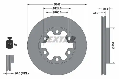 спирачен диск TEXTAR 92070100