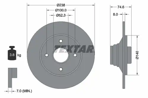 спирачен диск TEXTAR 92070300