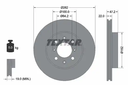 спирачен диск TEXTAR 92070600