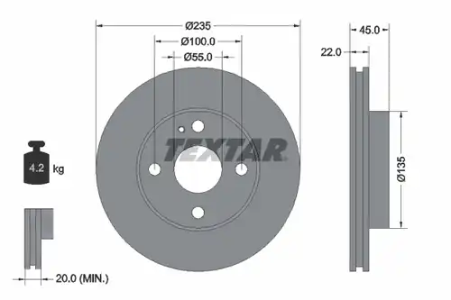 спирачен диск TEXTAR 92071500