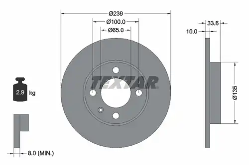 спирачен диск TEXTAR 92071900