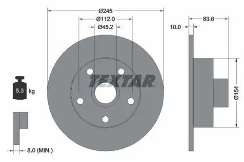 спирачен диск TEXTAR 92072100