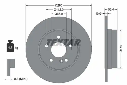 спирачен диск TEXTAR 92072700