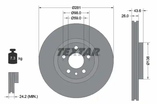 спирачен диск TEXTAR 92074000