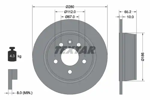 спирачен диск TEXTAR 92074500