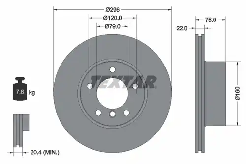 спирачен диск TEXTAR 92075003