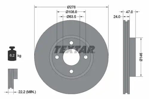 спирачен диск TEXTAR 92075400