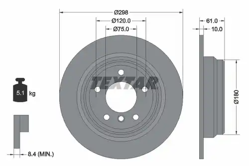 спирачен диск TEXTAR 92076600