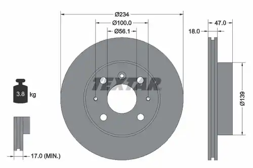 спирачен диск TEXTAR 92076900