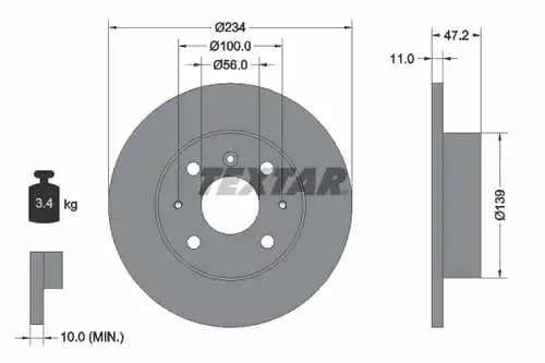 спирачен диск TEXTAR 92077000