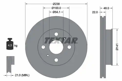 спирачен диск TEXTAR 92077300