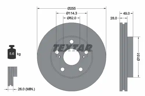 спирачен диск TEXTAR 92077600