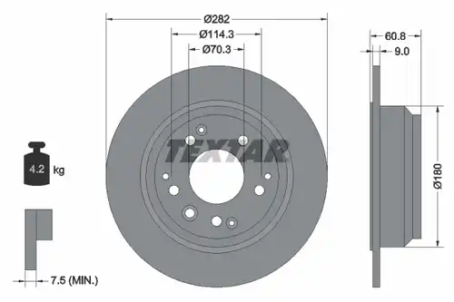 спирачен диск TEXTAR 92078400