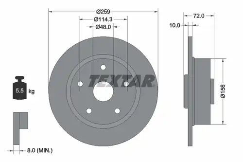 спирачен диск TEXTAR 92078800