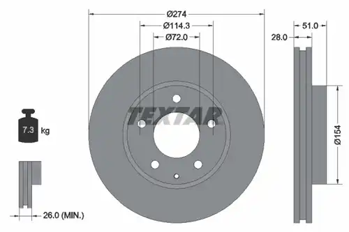 спирачен диск TEXTAR 92079200