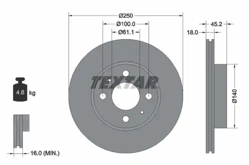 спирачен диск TEXTAR 92080100