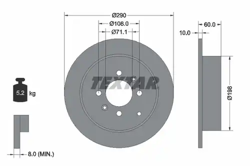 спирачен диск TEXTAR 92080703