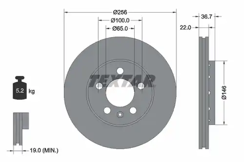 спирачен диск TEXTAR 92082200