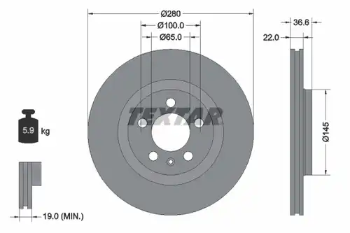 спирачен диск TEXTAR 92082303