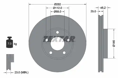 спирачен диск TEXTAR 92083600