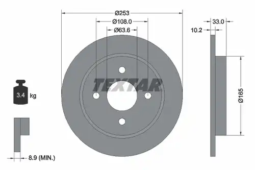 спирачен диск TEXTAR 92088403