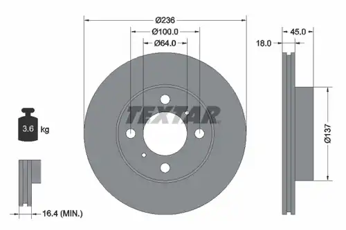 спирачен диск TEXTAR 92089400