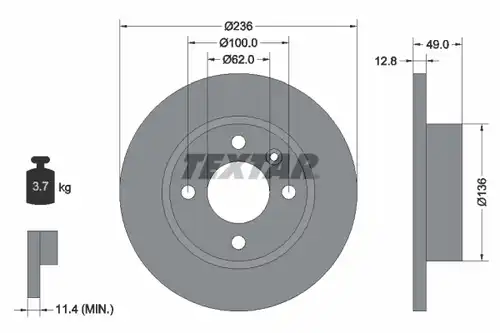 спирачен диск TEXTAR 92090400