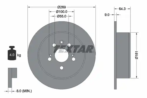 спирачен диск TEXTAR 92090700