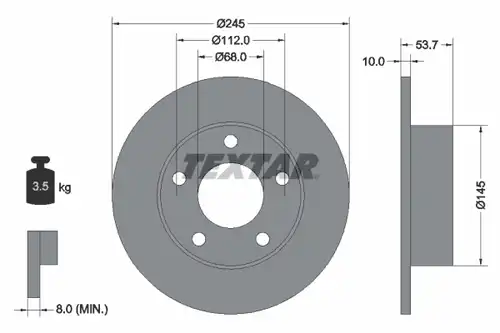 спирачен диск TEXTAR 92090800