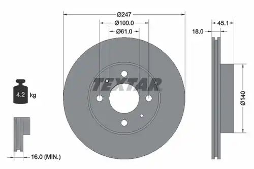 спирачен диск TEXTAR 92091000