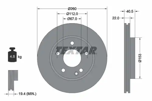 спирачен диск TEXTAR 92091300