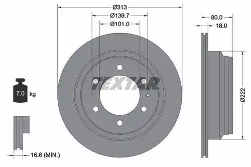 спирачен диск TEXTAR 92091600