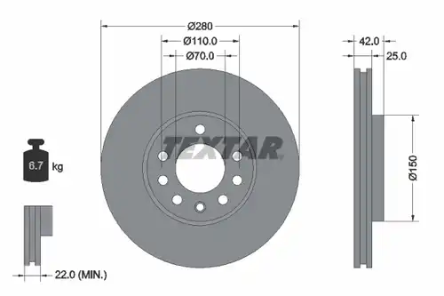 спирачен диск TEXTAR 92091900