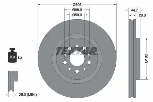 спирачен диск TEXTAR 92092700