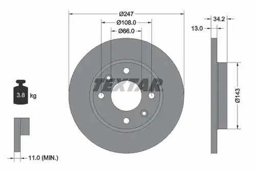 спирачен диск TEXTAR 92092800