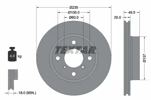 спирачен диск TEXTAR 92093200