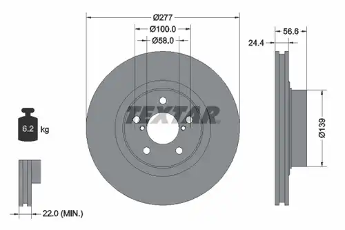 спирачен диск TEXTAR 92094603