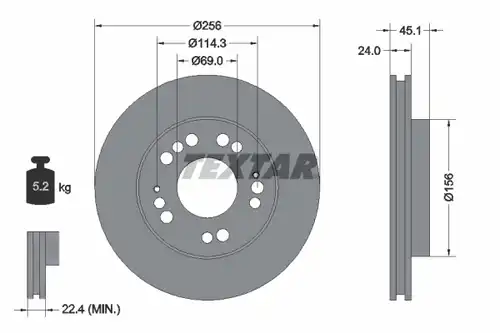 спирачен диск TEXTAR 92094700